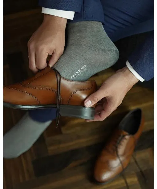 Men No 9 Pure Fil Dcosse Men Socks Light Greymel FALKE By Material