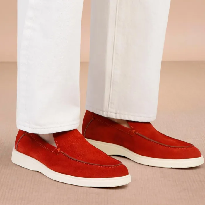 Men Orange Suede Loafer Santoni Loafers