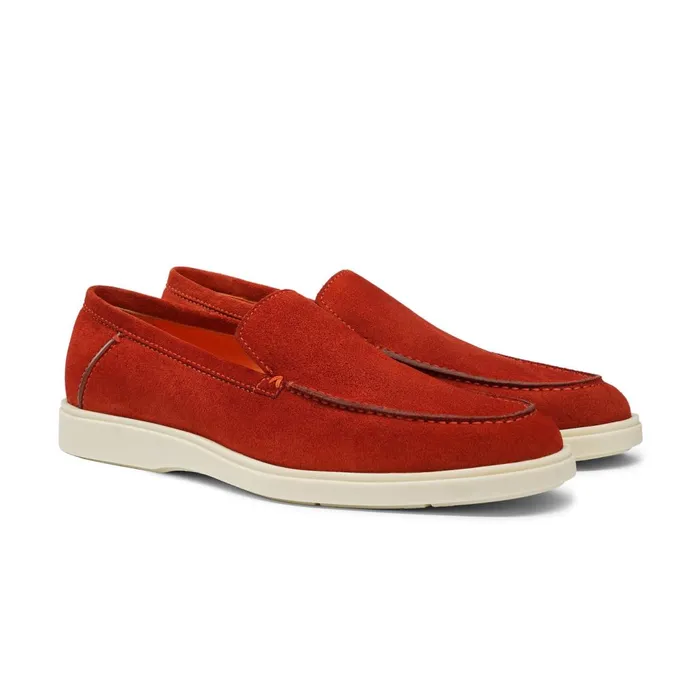 Men Orange Suede Loafer Santoni Loafers