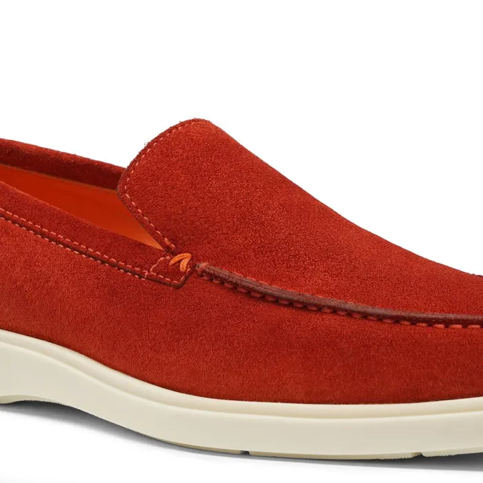 Men Orange Suede Loafer Santoni Loafers