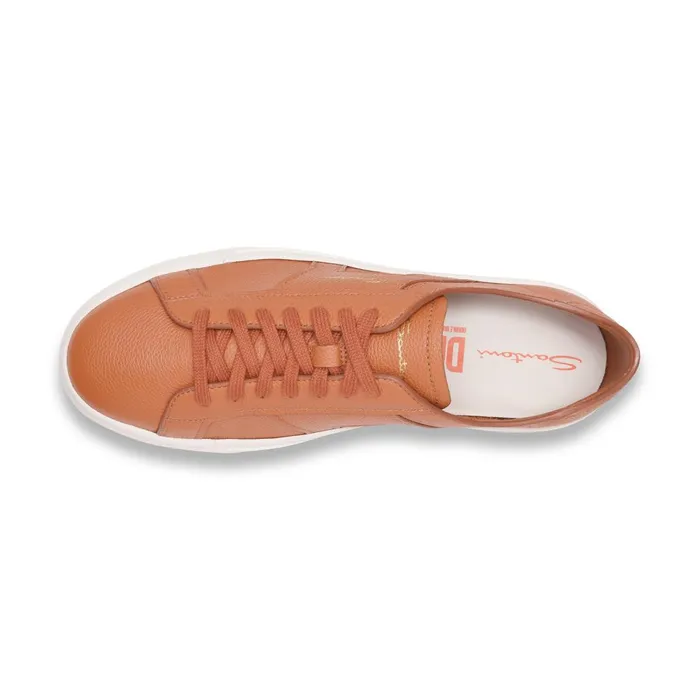 Men Orange Tumbled Leather Double Buckle Sneaker Santoni Sneakers