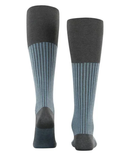Men Oxford Stripe Men Kneehigh Socks Anthracite Mel FALKE Knee High Socks