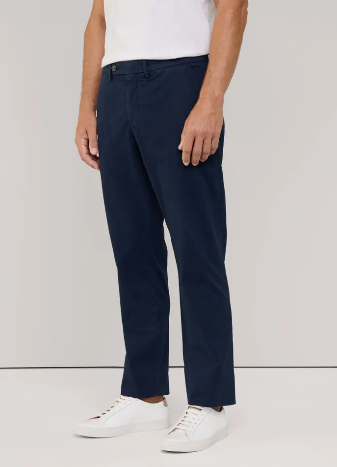 Men Pants Faonnable Regular Fit Stretch Chinos Marine Blue