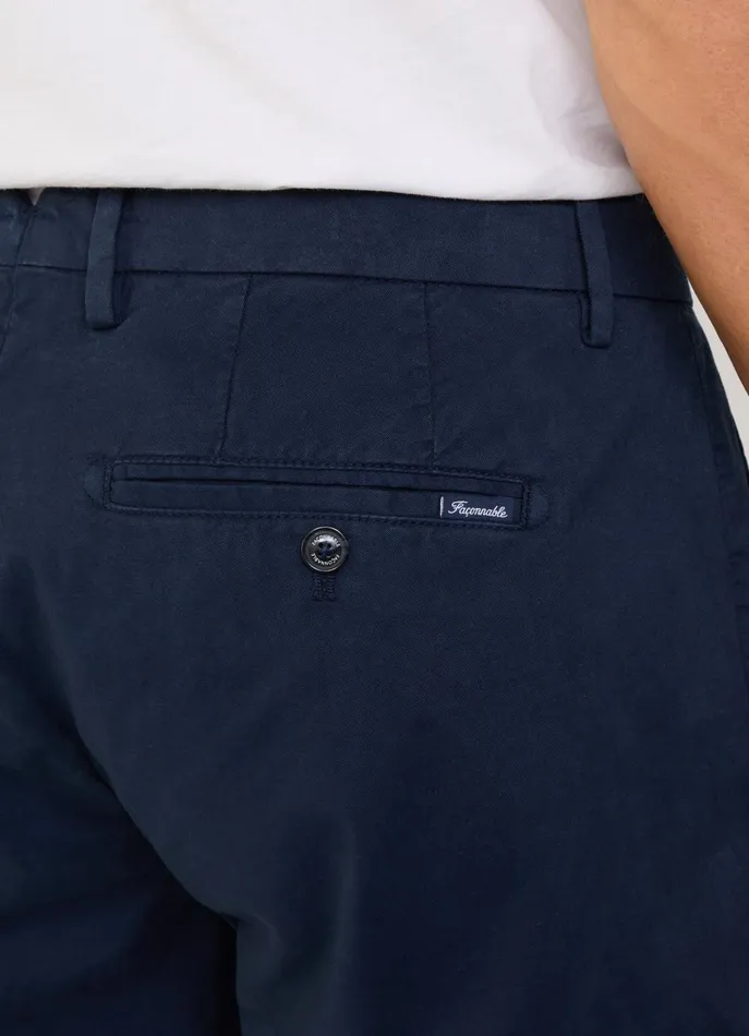 Men Pants Faonnable Regular Fit Stretch Chinos Marine Blue