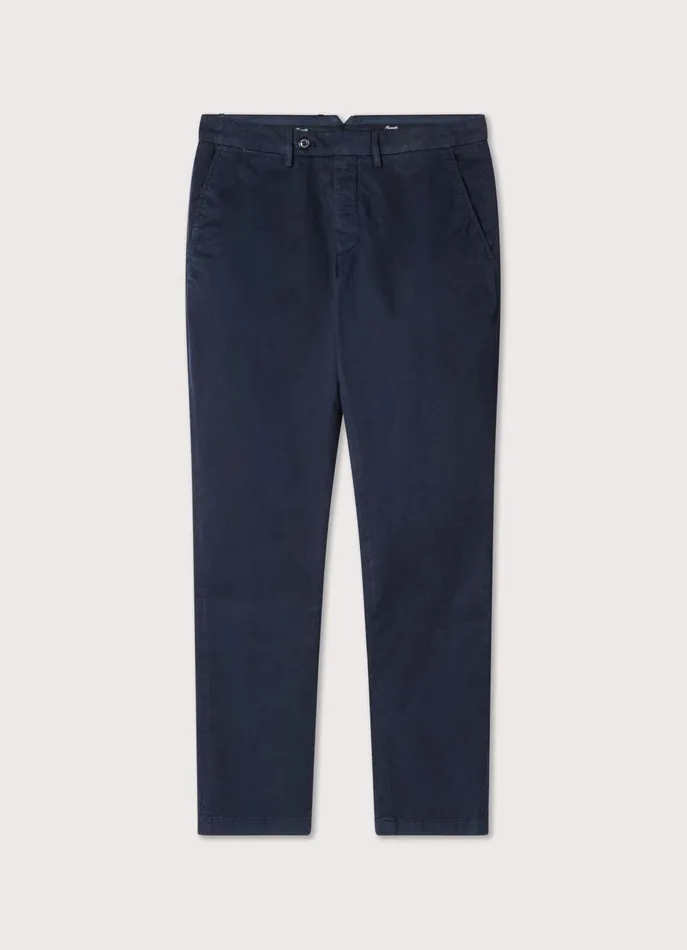 Men Pants Faonnable Regular Fit Stretch Chinos Marine Blue