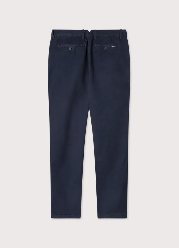 Men Pants Faonnable Regular Fit Stretch Chinos Marine Blue