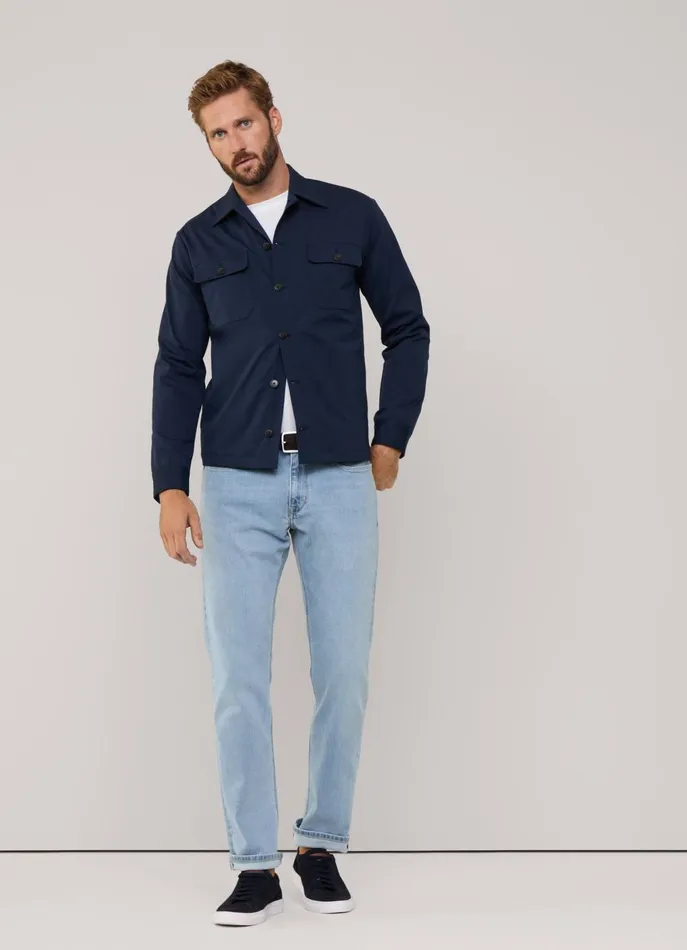 Men Pants Faonnable Regular Fit Worn Effect Jeans Washed Denim