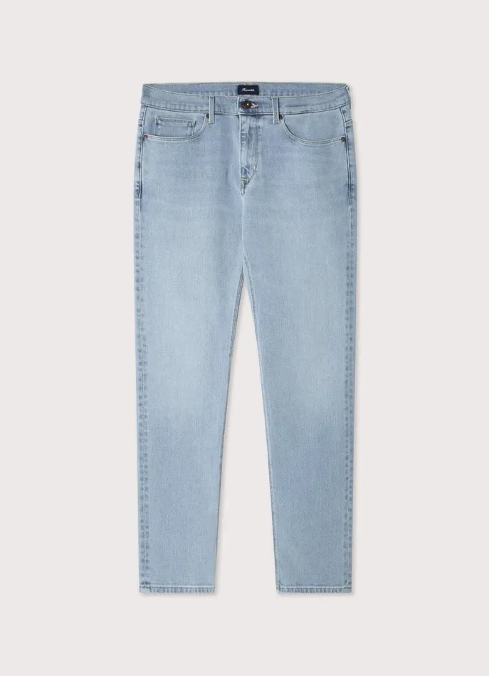 Men Pants Faonnable Regular Fit Worn Effect Jeans Washed Denim