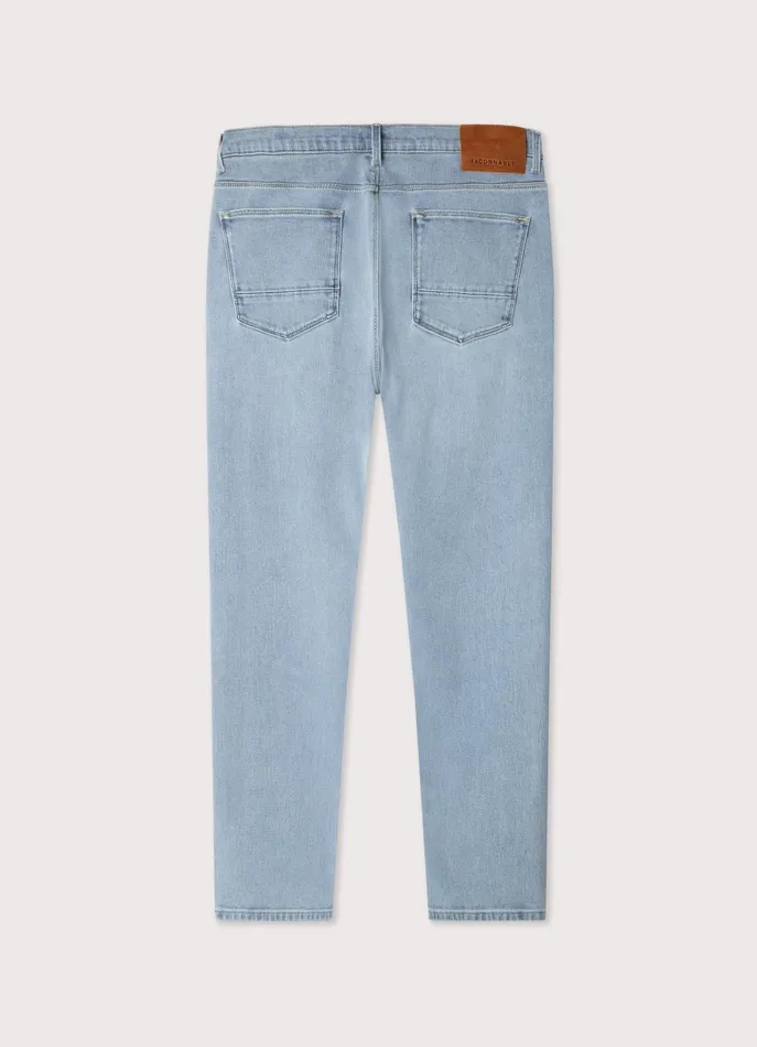 Men Pants Faonnable Regular Fit Worn Effect Jeans Washed Denim