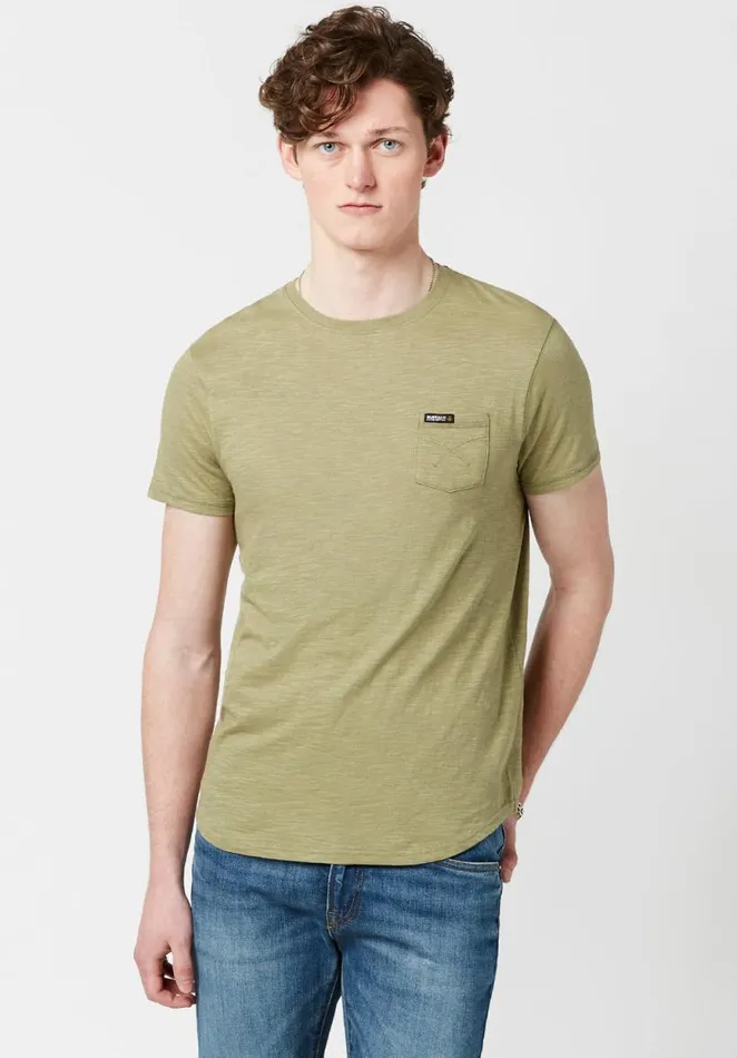 Men Patch Pocket Tamup TShirt Oil Green Buffalo David Bitton Tops and Tees