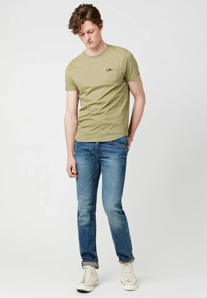 Men Patch Pocket Tamup TShirt Oil Green Buffalo David Bitton Tops and Tees