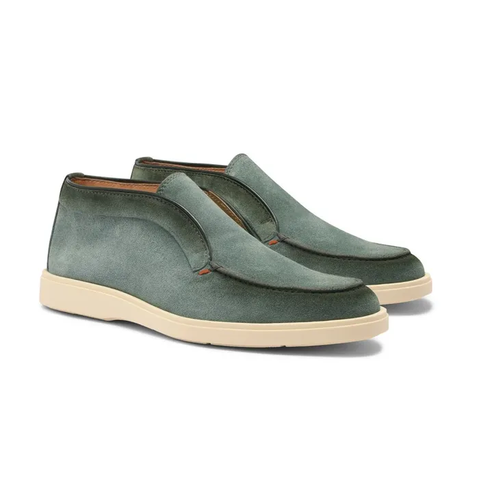 Men Petrol Green Suede Desert Boot Santoni Boots
