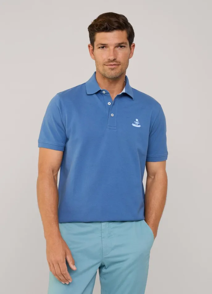 Men Polo Shirts Faonnable Regular Fit Pima Polo Dark Denim Blue