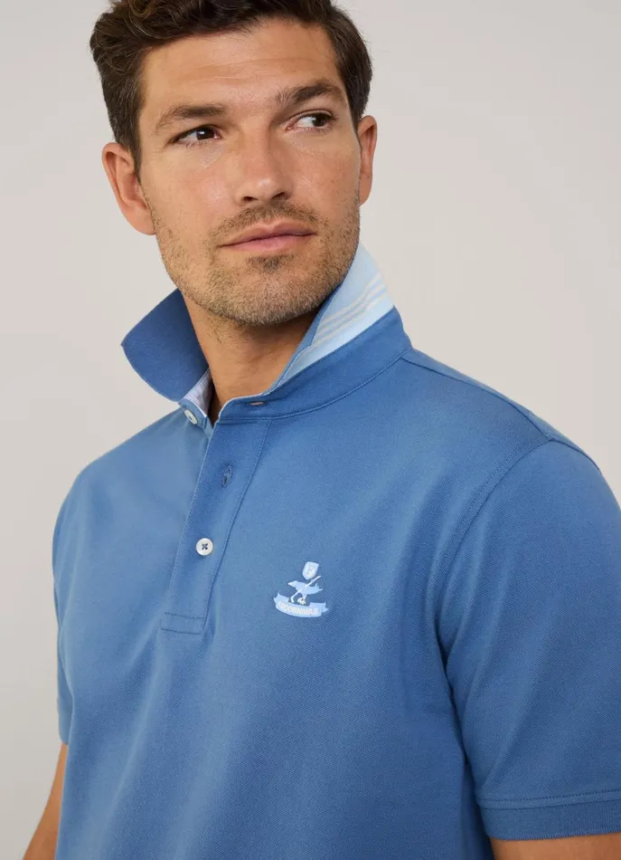 Men Polo Shirts Faonnable Regular Fit Pima Polo Dark Denim Blue