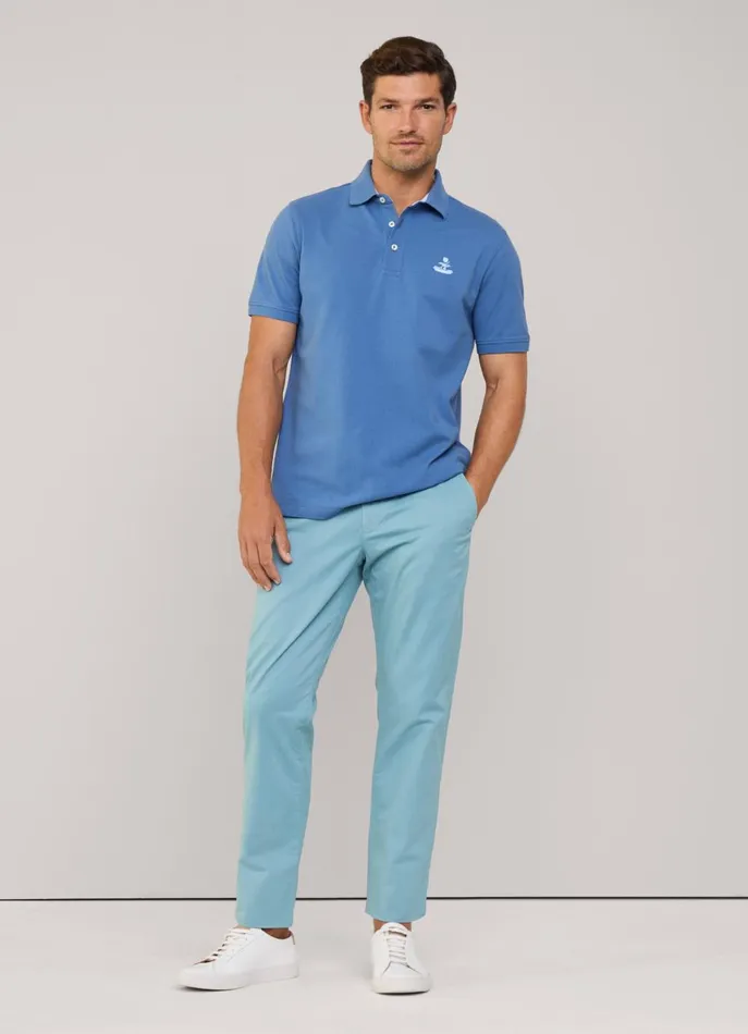 Men Polo Shirts Faonnable Regular Fit Pima Polo Dark Denim Blue