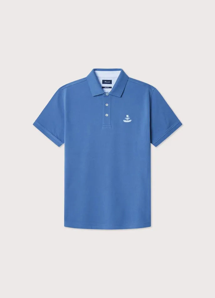 Men Polo Shirts Faonnable Regular Fit Pima Polo Dark Denim Blue