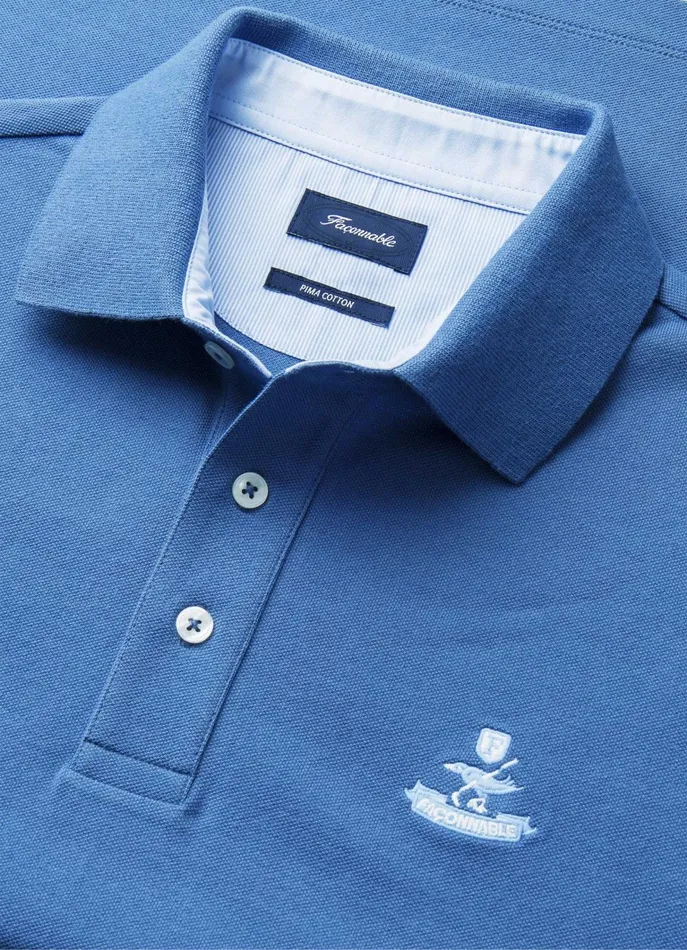 Men Polo Shirts Faonnable Regular Fit Pima Polo Dark Denim Blue