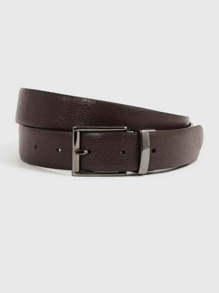 Men Reiss Belts Ricky Reversible Leather Belt Blackbrown
