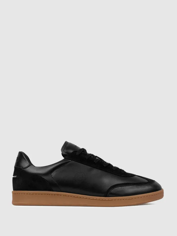 Men Reiss Brands Footwear Leather Suede Trainers Black