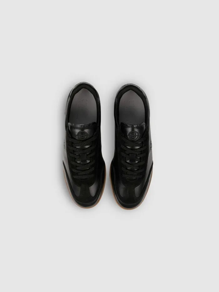 Men Reiss Brands Footwear Leather Suede Trainers Black