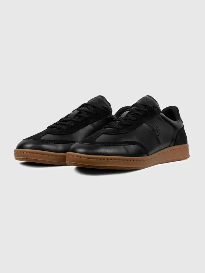 Men Reiss Brands Footwear Leather Suede Trainers Black