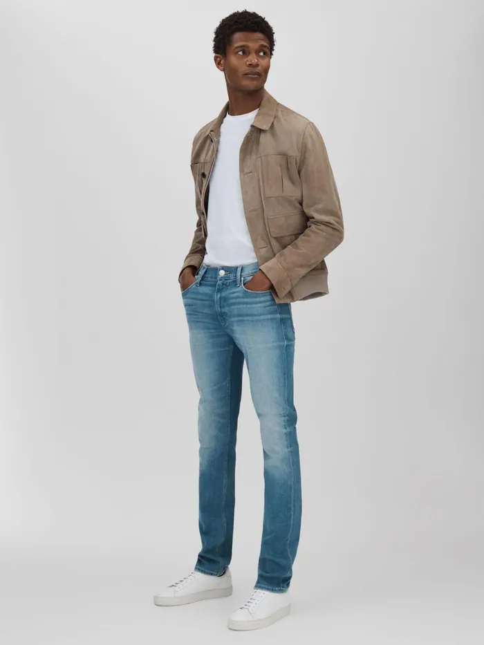 Men Reiss Brands Slim Fit Stretch Jeans Kaufman Blue