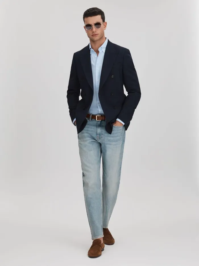 Men Reiss Jeans Ordu R Relaxed Tapered Jeans Light Blue