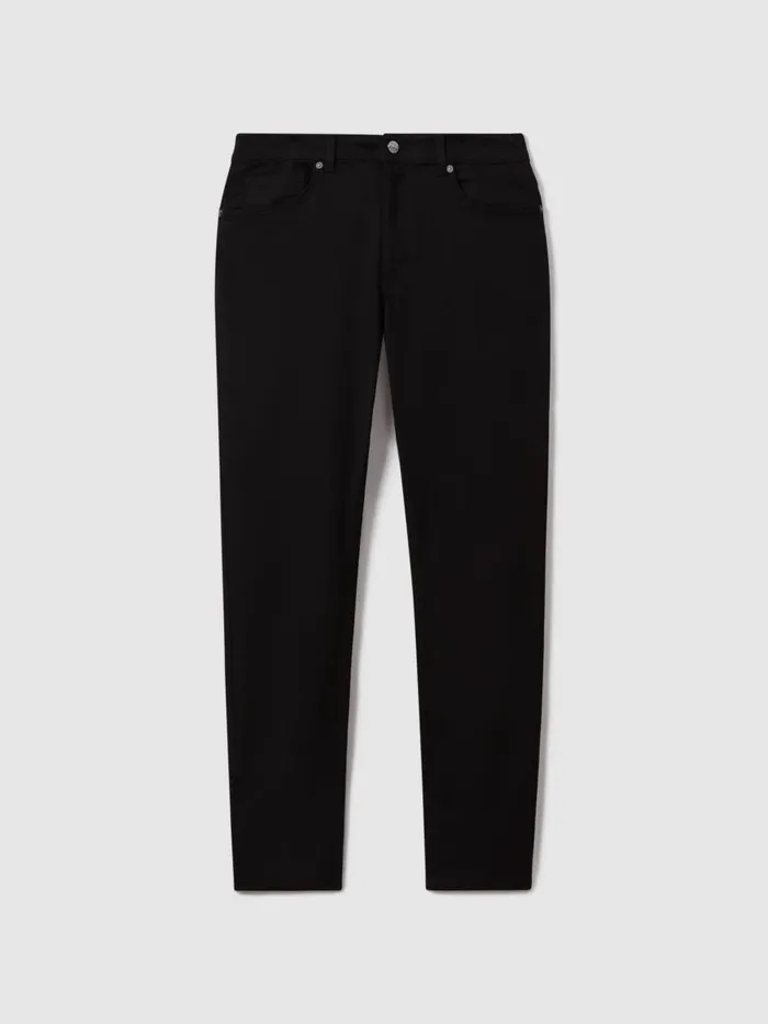 Men Reiss Jeans Rufus Tapered Slim Fit Jersey Jeans Black