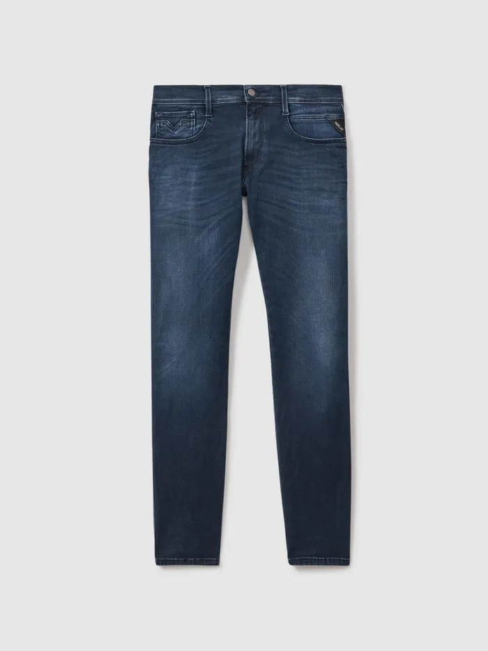 Men Reiss Jeans Slim Fit Washed Jeans Dark Blue