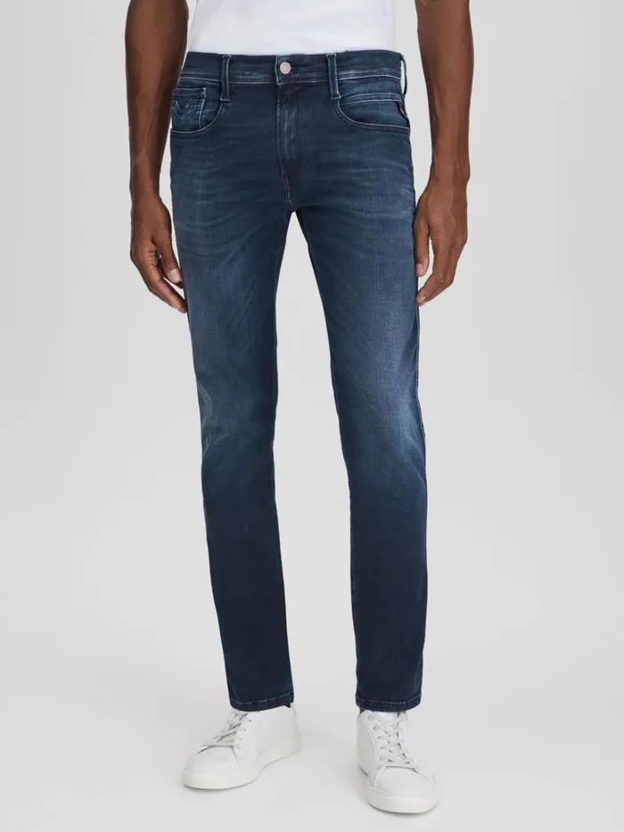 Men Reiss Jeans Slim Fit Washed Jeans Dark Blue