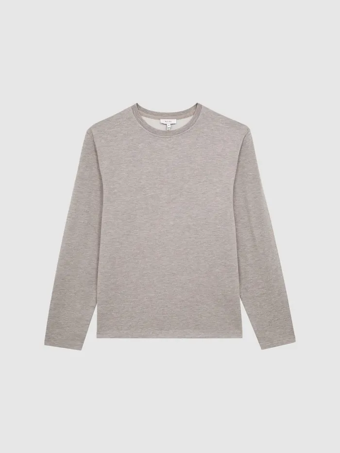 Men Reiss Knitwear Adam Melange Crew Neck Jumper Taupe Melange