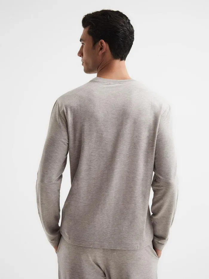 Men Reiss Knitwear Adam Melange Crew Neck Jumper Taupe Melange