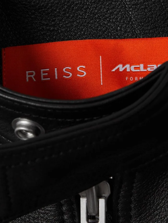 Men Reiss Outerwear and Coats F1 Embossed Leather Jacket Black