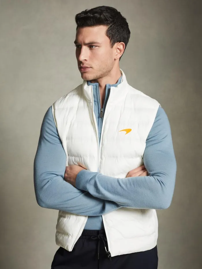 Men Reiss Outerwear and Coats F1 Hybrid Quilt And Knit Gilet White