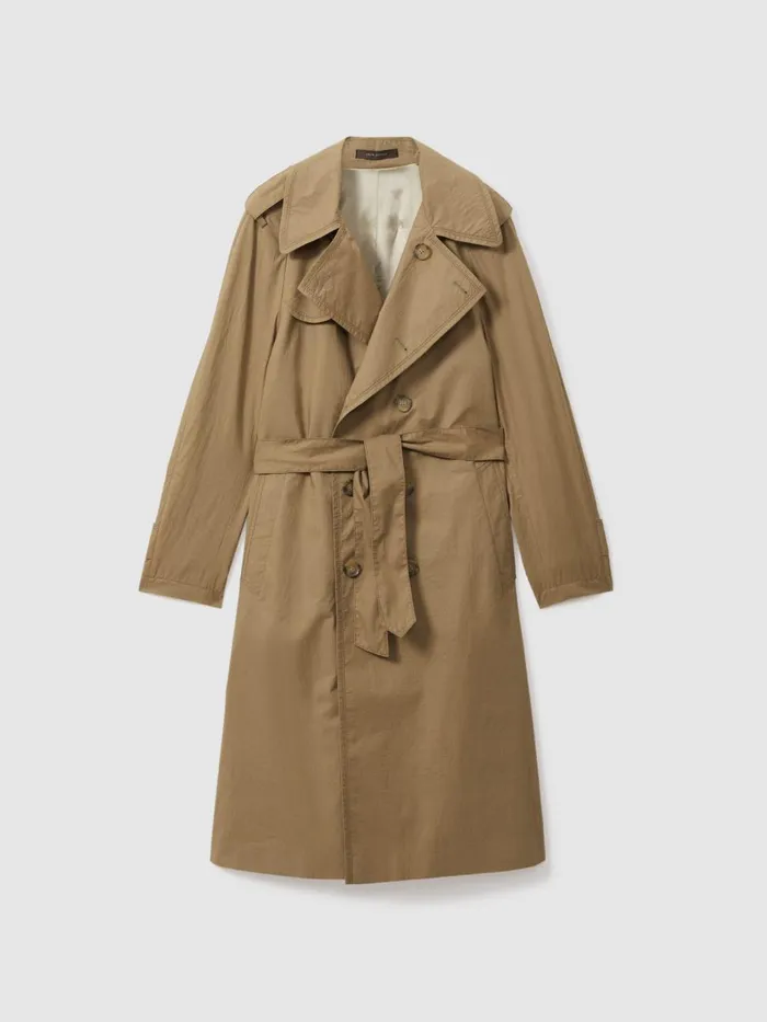 Men Reiss Outerwear and Coats Jacobson Cotton Trench Coat Beige