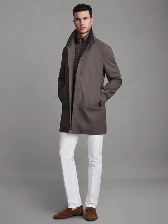 Men Reiss Outerwear and Coats Perrin Jacket With Removable FunnelNeck Insert Brown