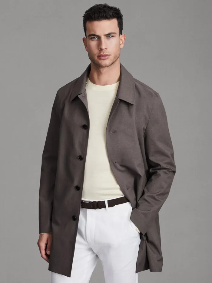 Men Reiss Outerwear and Coats Perrin Jacket With Removable FunnelNeck Insert Brown
