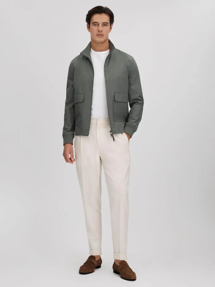 Men Reiss Outerwear and Coats Rufus Funnel Neck ZipThrough Jacket Green
