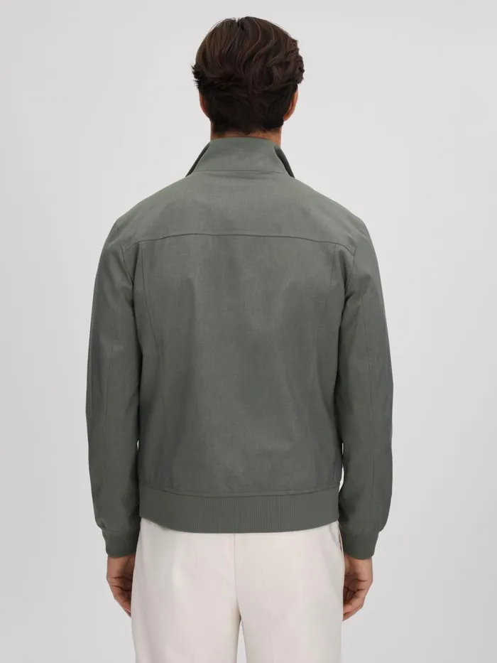 Men Reiss Outerwear and Coats Rufus Funnel Neck ZipThrough Jacket Green