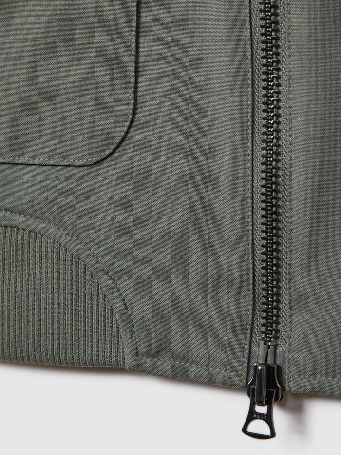 Men Reiss Outerwear and Coats Rufus Funnel Neck ZipThrough Jacket Green