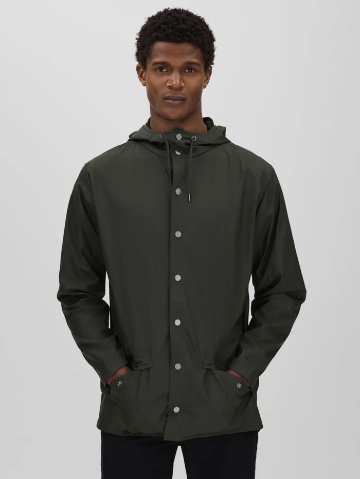 Men Reiss Outerwear and Coats Unisex Hooded Raincoat Dark Green