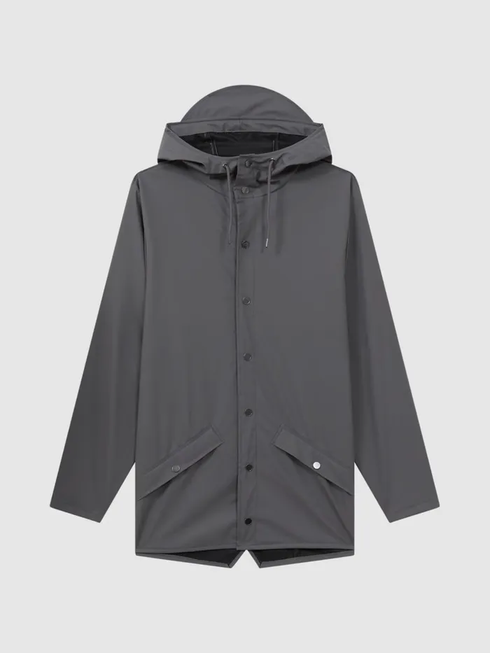 Men Reiss Outerwear and Coats Unisex Hooded Raincoat Jacket Grey