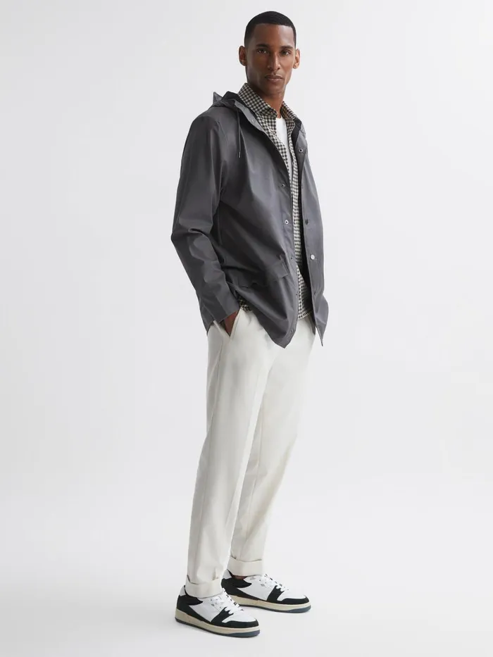 Men Reiss Outerwear and Coats Unisex Hooded Raincoat Jacket Grey