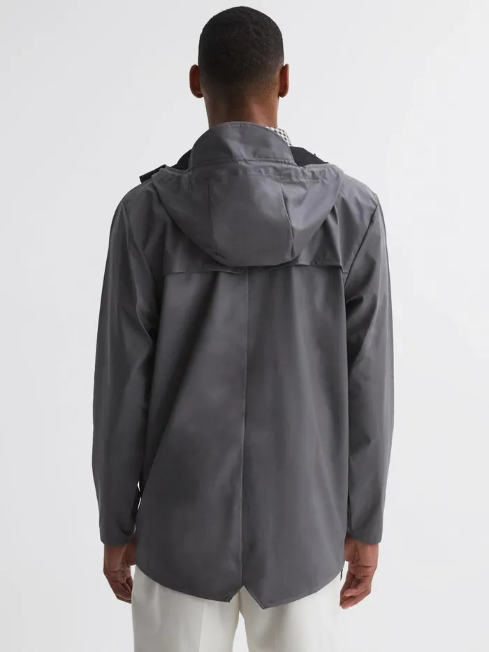 Men Reiss Outerwear and Coats Unisex Hooded Raincoat Jacket Grey