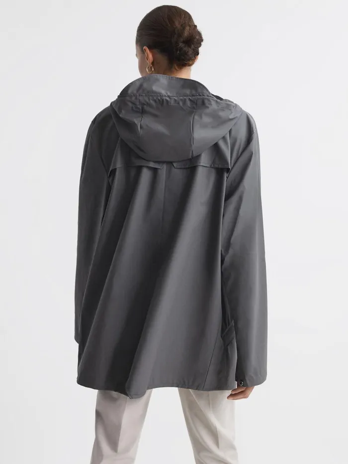 Men Reiss Outerwear and Coats Unisex Hooded Raincoat Jacket Grey