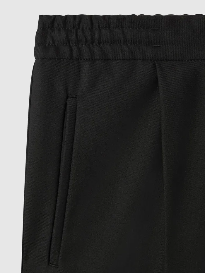 Men Reiss Pants Brighton Relaxed Drawstring Trousers With TurnUps Black