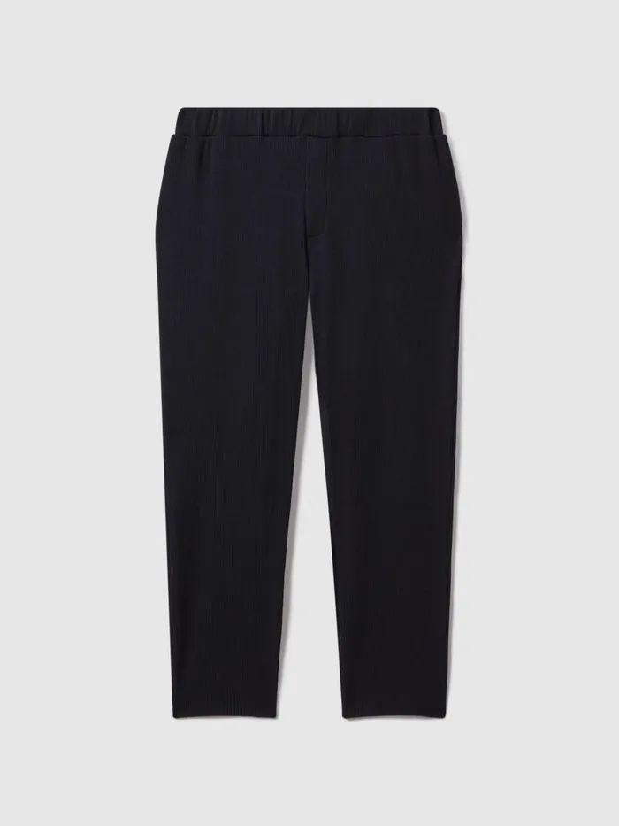 Men Reiss Pants Cyrus Ribbed Elasticated Waist Trousers Navy