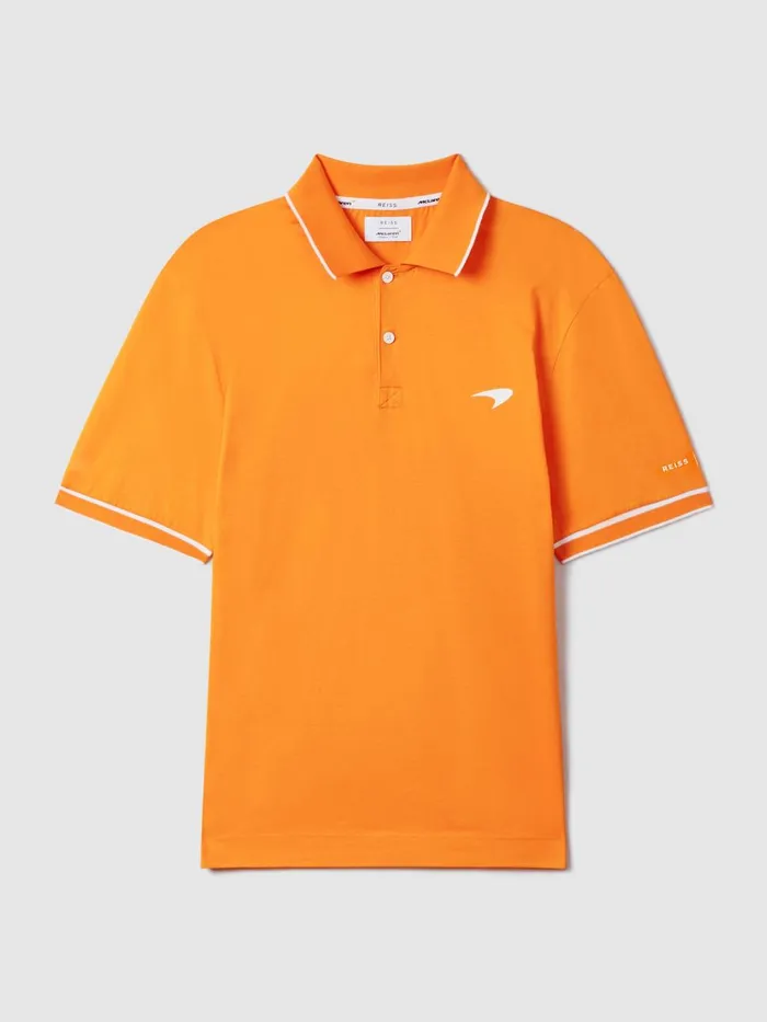 Men Reiss Polo Shirts F1 Mercerised Cotton Polo Shirt Papaya
