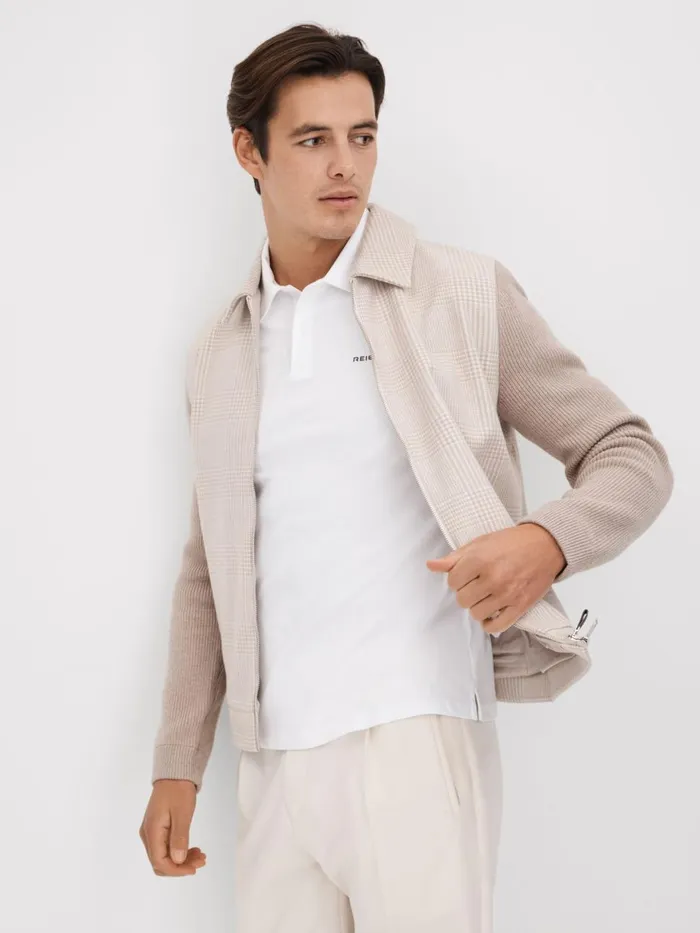 Men Reiss Polo Shirts Owens Slim Fit Cotton Polo Shirt White