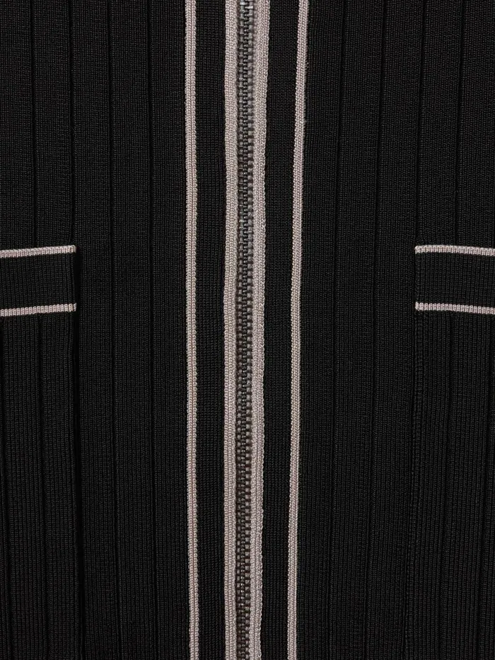Men Reiss Shirts Christophe Ribbed Dual ZipFront Shirt Black